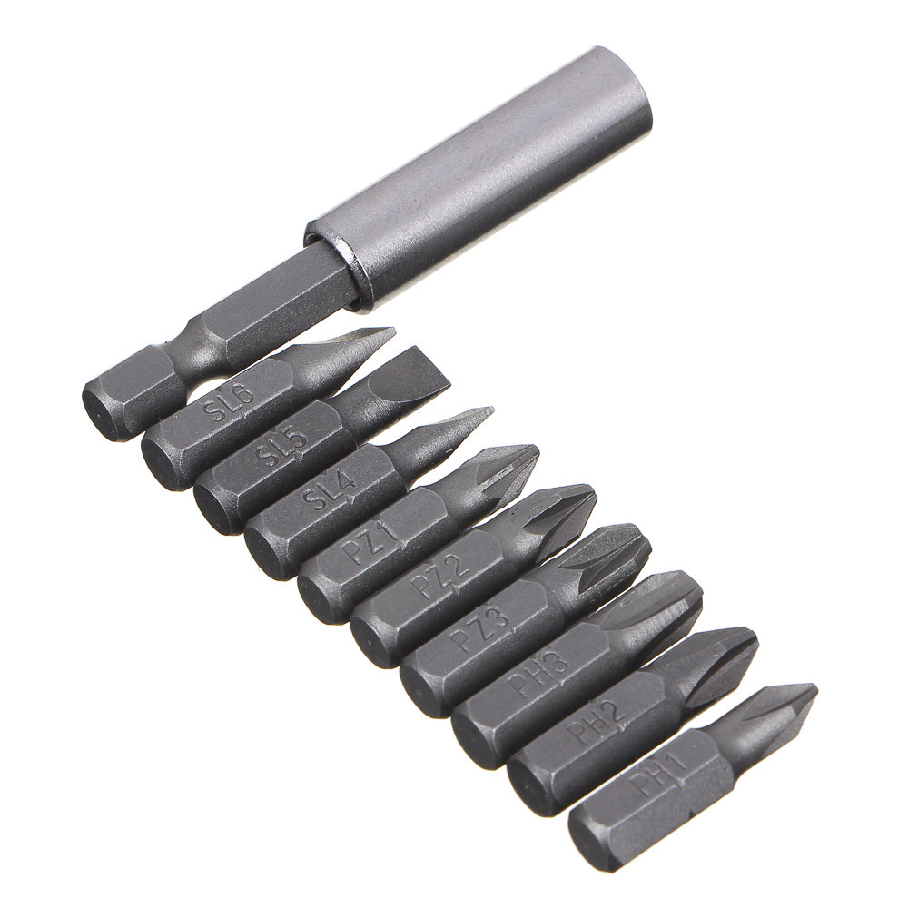 Набор 10 пр: удлинитель-адаптер с магн. держ. для бит; 9 бит 25мм ЕРМАК 601-049