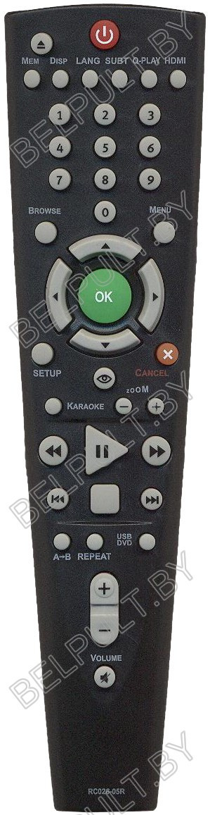 ПДУ для BBK RC026-05R DVDплеер+USB+караоке ic (серия НVD201)