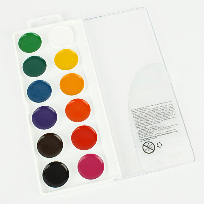 Краски аквар. 12цв Zoo 1249-08