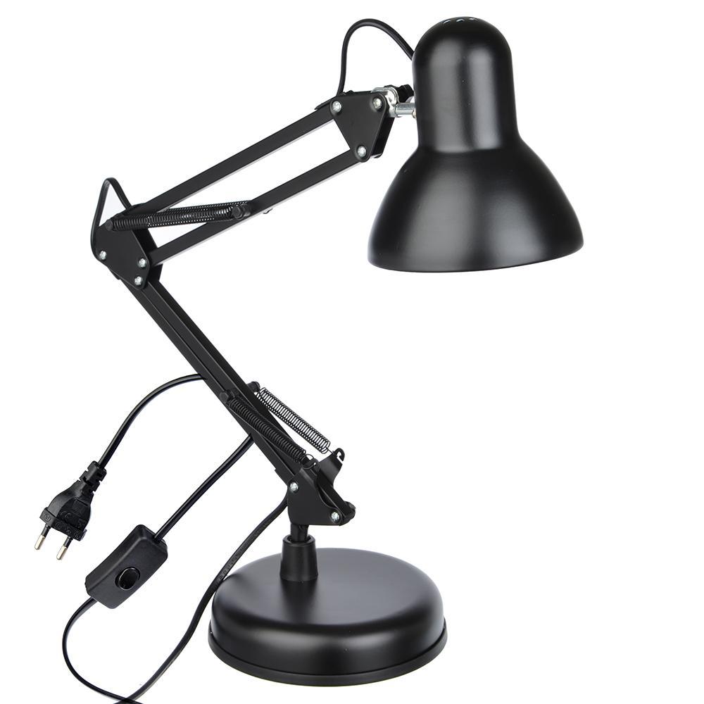 Лампа настольная с выкл. на шнуре 100 см, 60W, H50 см, 220V, E27, металл, черная 417-102