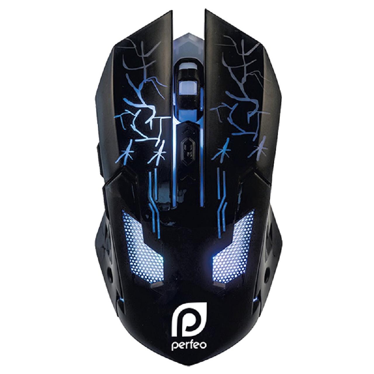 Мышь проводная Quest, 6кн, черная., подсветка