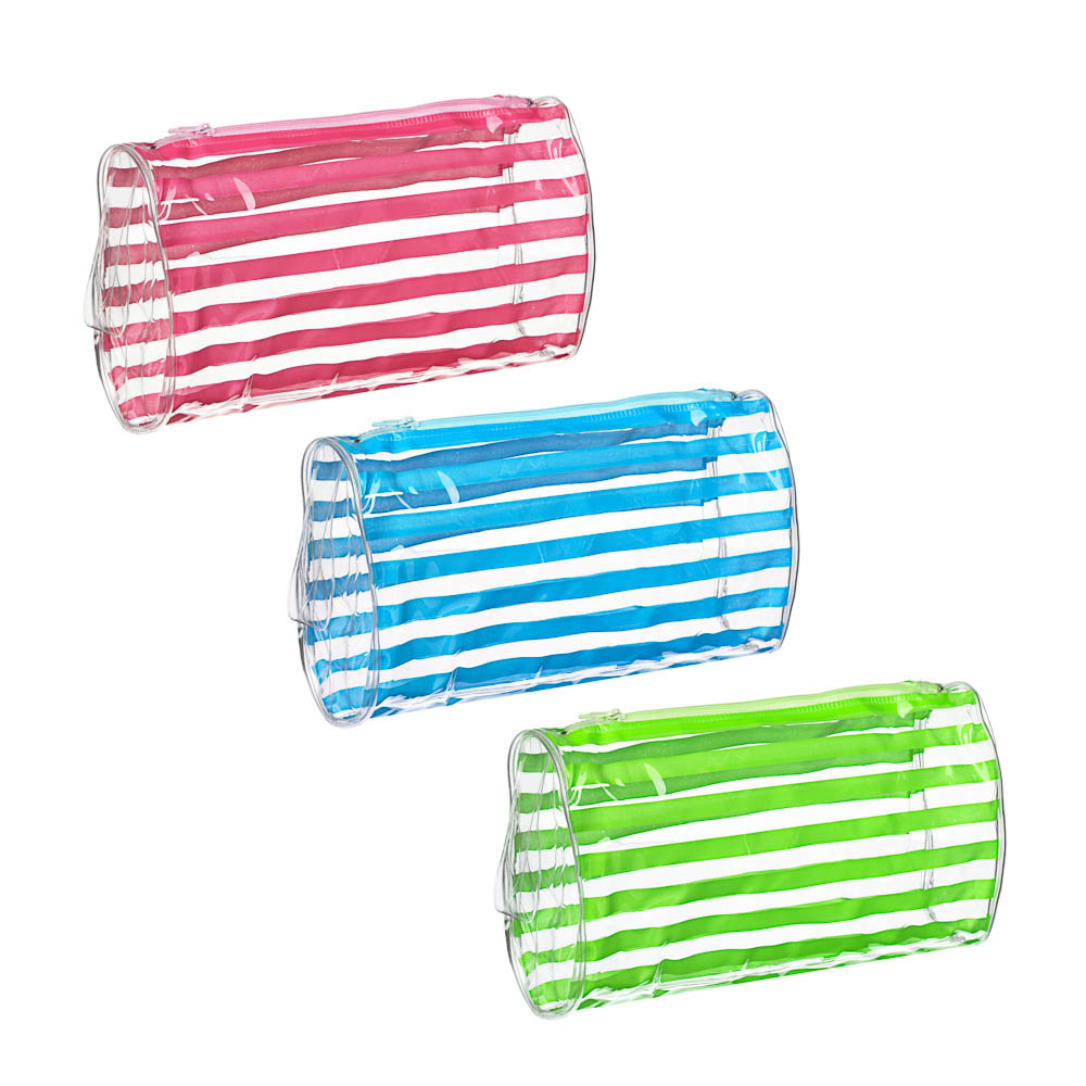 Косметичка банная Полоски 22х12,5х5,5см, ПВХ, 3 цвета, PAVO, 310-165
