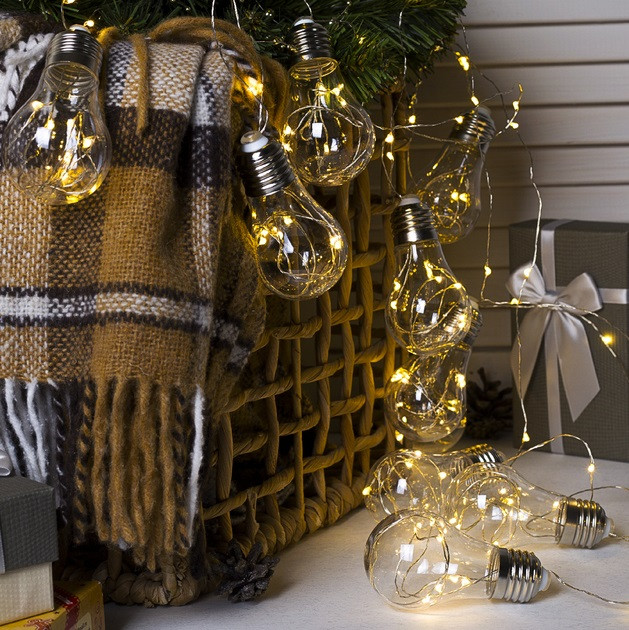 Нить "Лампочки" 3м, 10 пластиковых лампочек, LED-100-3.5V, Т/БЕЛЫЙ 2291982