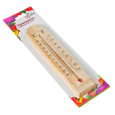 Термометр деревянный Уют, блистер,INSALAT  1х4,5х19,5см 473-023