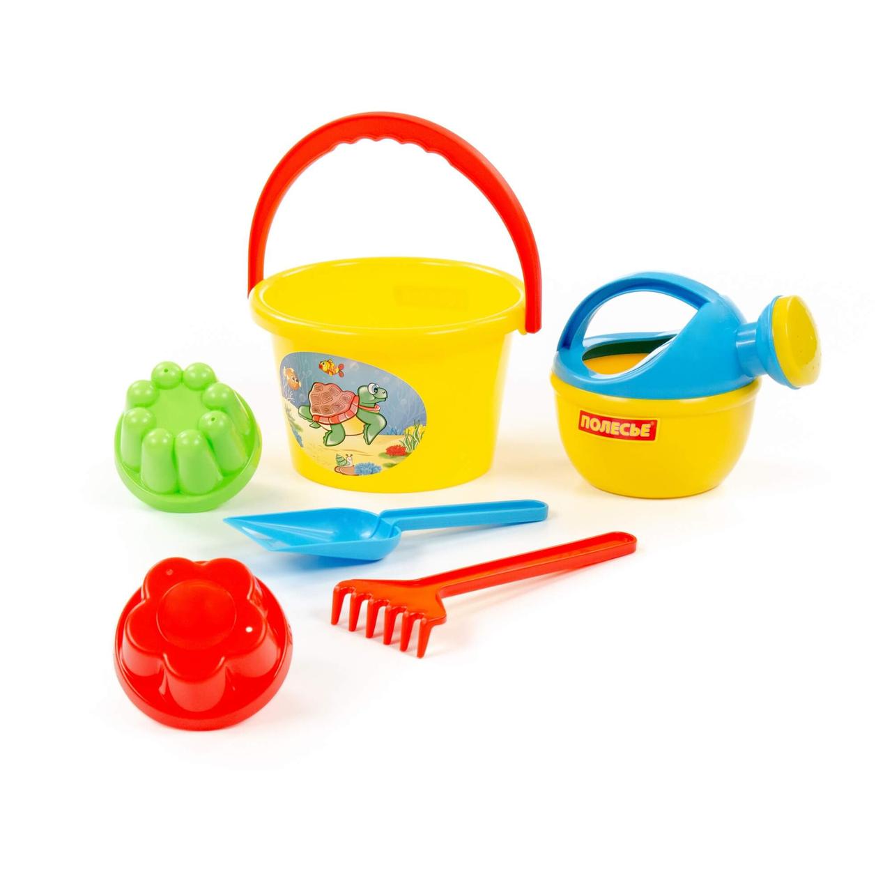 Набор №205: ведро среднее, лопатка, грабельки, 2 формочки, лейка №4 4375