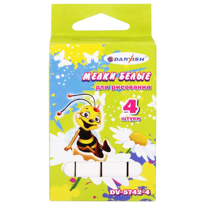 Мелки белые 4шт Darvish прямоугольные DV-5742-4, РФ