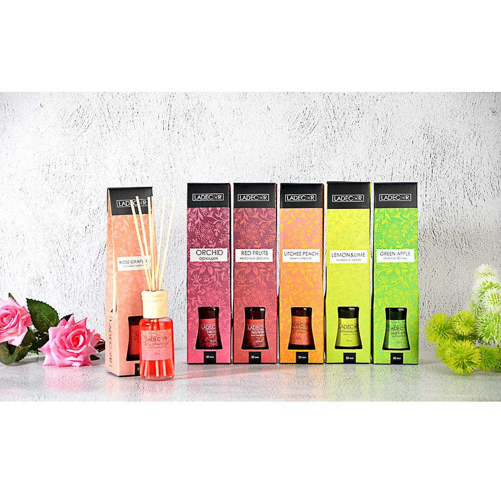 Аромадиффузор с палочками, 50мл, 6 ароматов, LADECOR 412-010