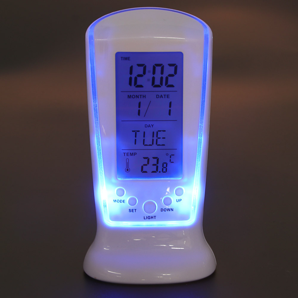 Будильник электрон. с подсвет., датой и температ., ABS, 12,6х5,8х5,5см, 529-188
