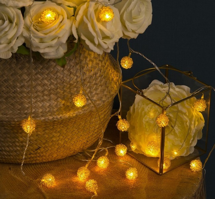 Гирлянда Нить, 4м, с насад. "Шарик Проволока",2.5 см Н.С. LED-20-220V, 8 режимов, Т/БЕЛЫЙ 2388666