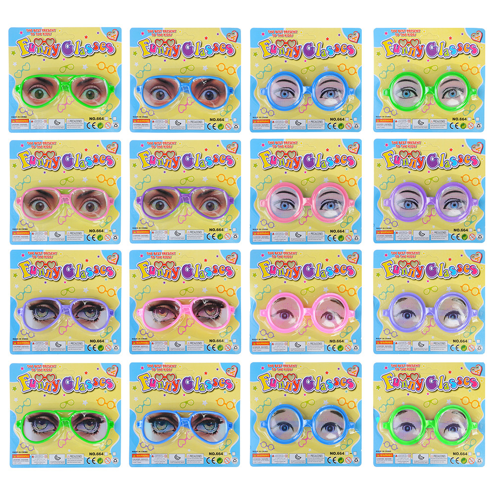 Очки-розыгрыш, пластик, 16х5х1см , 12 дизайнов 295-140
