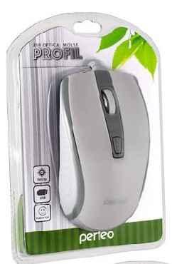 Мышь проводная оптическая Perfeo PROFIL, 4кн, USB, бел-сер PF_4931