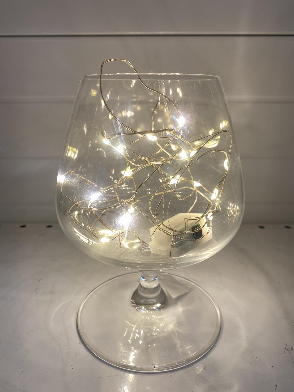 Гирлянда светодиодная "Нить роса" 2м, Тепло/Белый (20 диодов) на батарейках