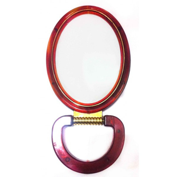 Зеркало настольное овальное, пластик, коричнево-золотое двухстороннее (м)