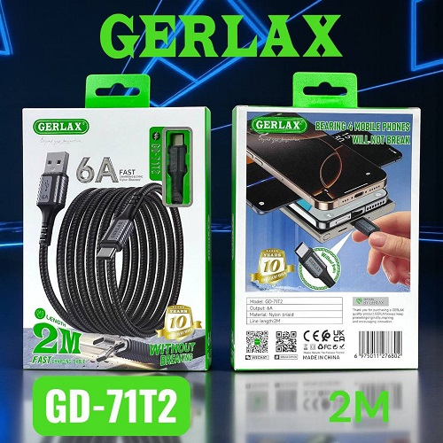 Кабель Type-c USB 2 метра Gerlax GD-71T2