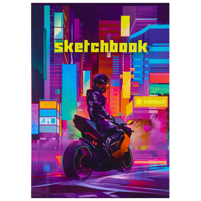 Скетчбук А5 48л. Мотоциклист на склейке, С48-4190, РФ