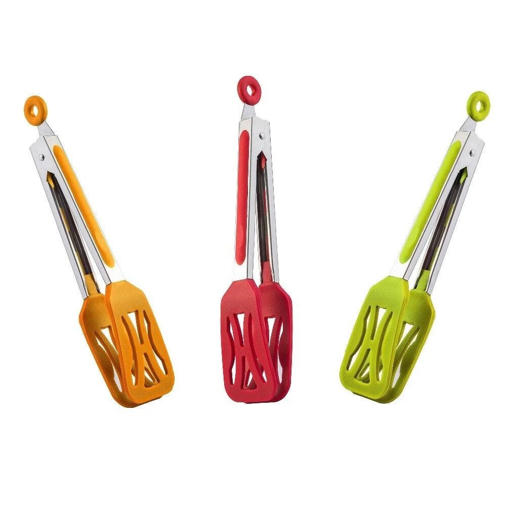 Щипцы кухонные металлические с силиконовыми ручками (большие)