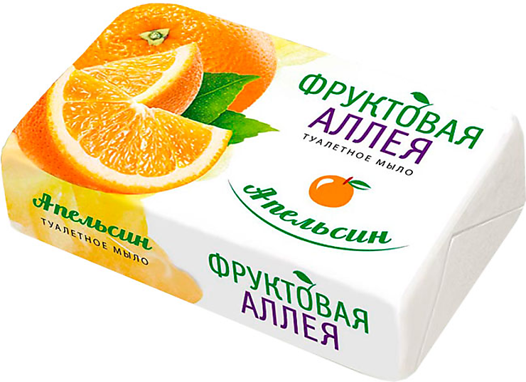 Мыло туалетное Фруктовая аллея Апельсина 90г, РФ