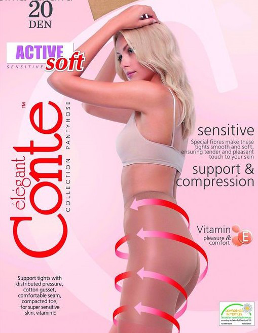 Колготки женские CONTE ELEGANT ACTIVE SOFT 20, р.4, nero, 14С-71СП, РБ