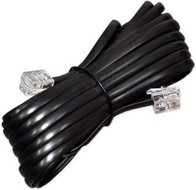 Шнур Телефонный в линию 7м, черный RJ11(6Р4С)-RJ11(6Р4С)