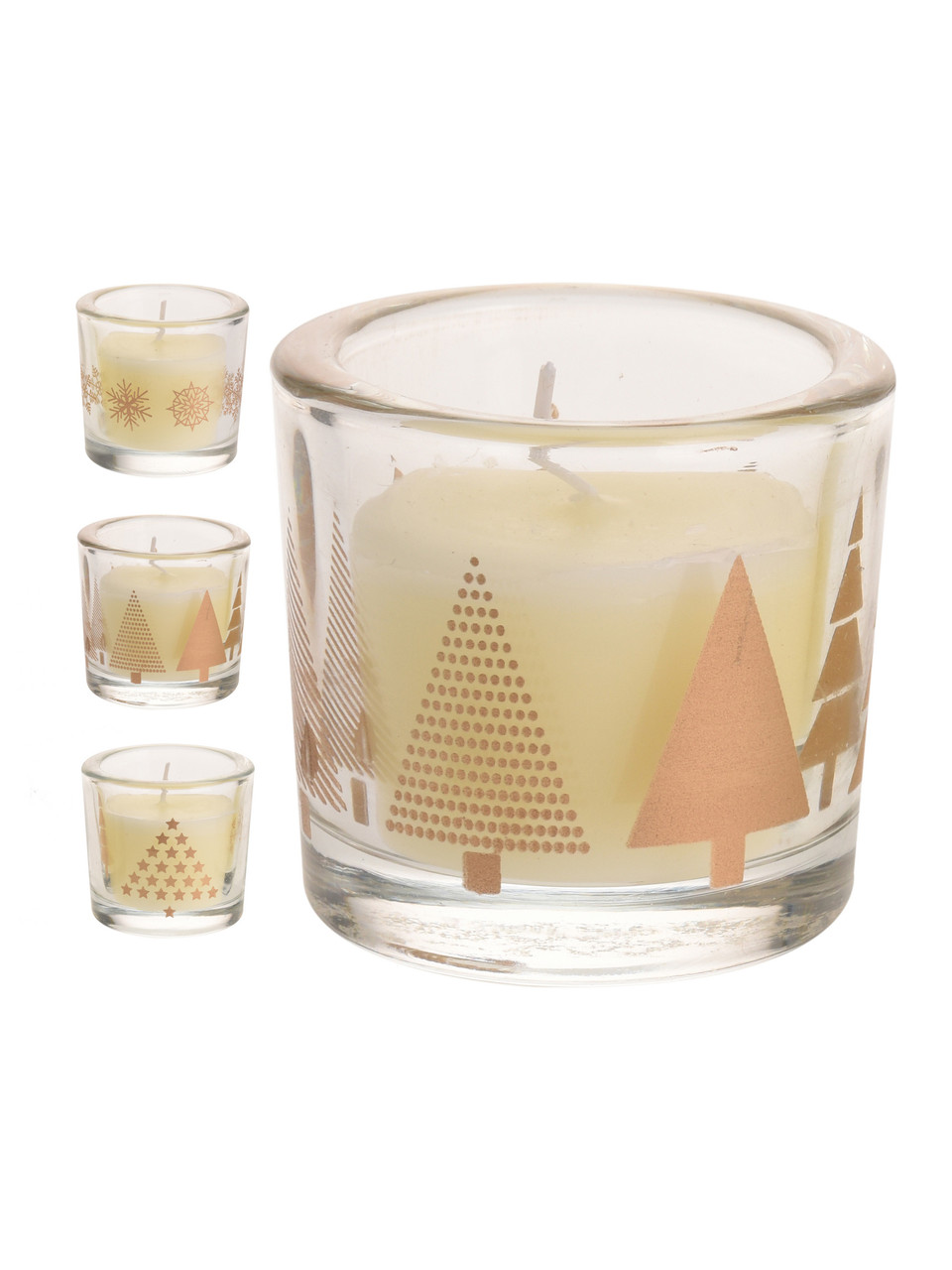 ПОДСВЕЧНИК стеклянный со свечой "Новогодний" 6, 5*6 см (код 751284)