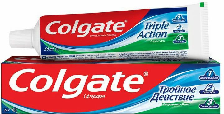 Colgate паста зубная Triple Action/Тройное действие 50мл