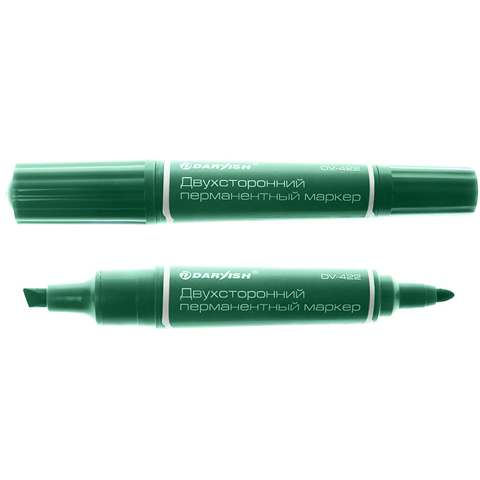 Маркер-перманент  2-х сторонний Darvish зеленый