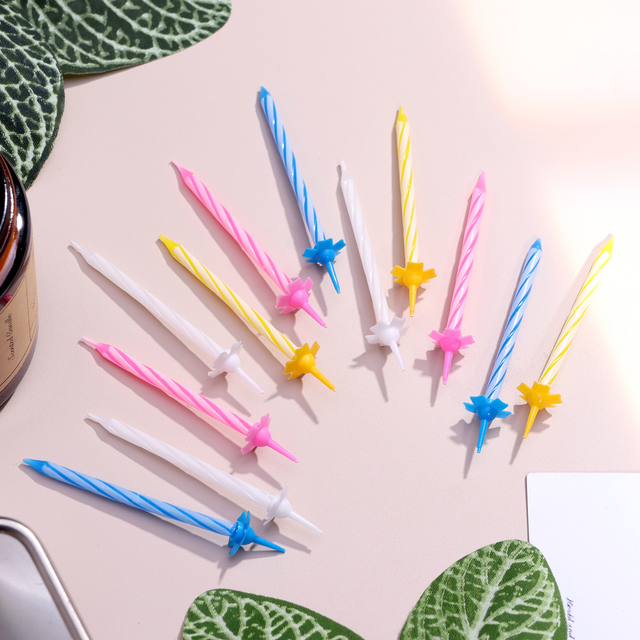 Свечи для торта Спираль, 5см, набор: 24 шт и 12 подставок 1670209