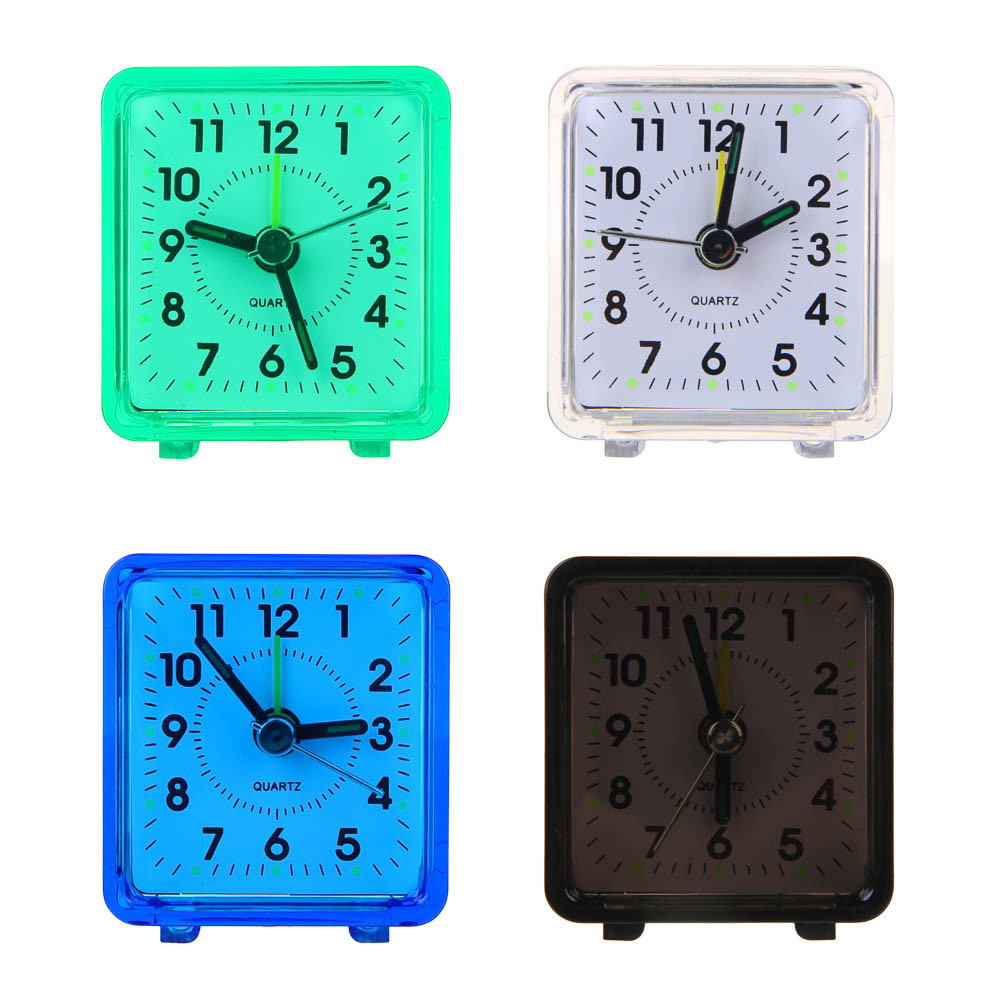 Будильник, 6х5,5х3, 1*АА, пластик, 4 цвета 529-047