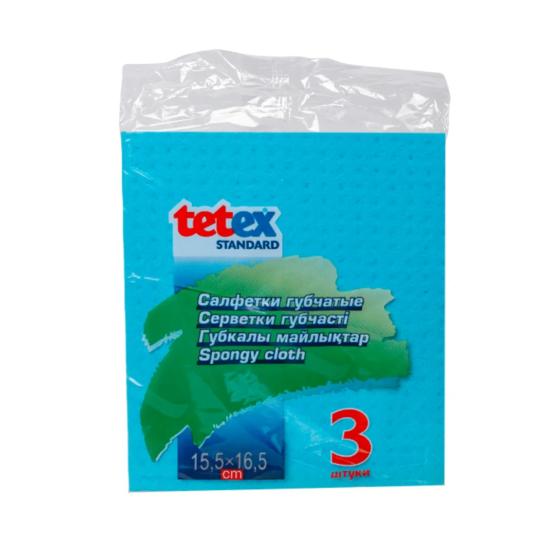 Салфетки губчатые, целлюлоза,165*155мм tetex, 3шт, РБ