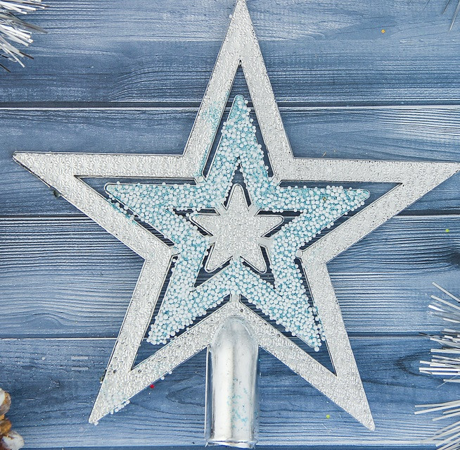 Наконечник Звезда снегопад 15*14,5 см, серебро 1400068