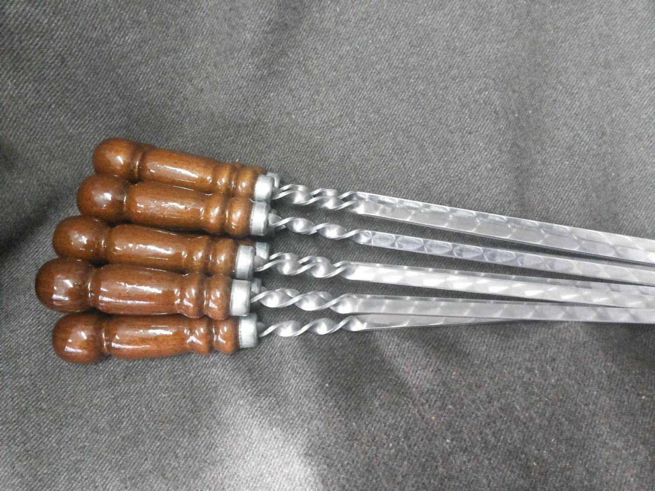 Шампура с деревянной ручкой 450мм (толщина 3мм) 5шт