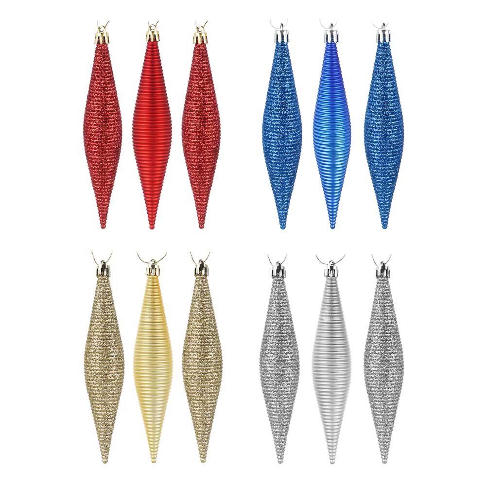 Набор подвесок Сосулька 15см, 3шт, 4 цвета, СНОУ БУМ,РФ 374-266