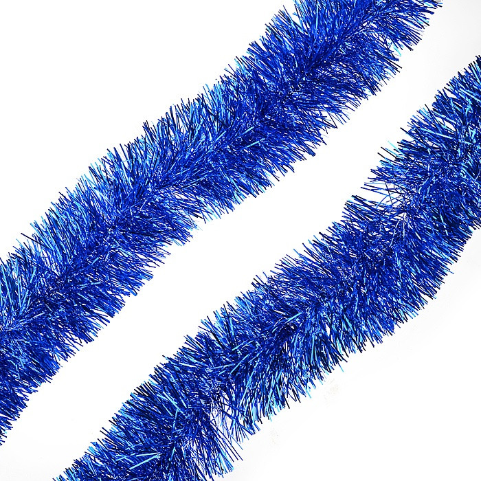 Мишура широкая блеск d-15 см 2м синяя 702636