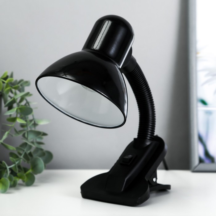 Лампа настольная на прищепке, шнур 0.9м 1х60Вт Е27 черный 7532468