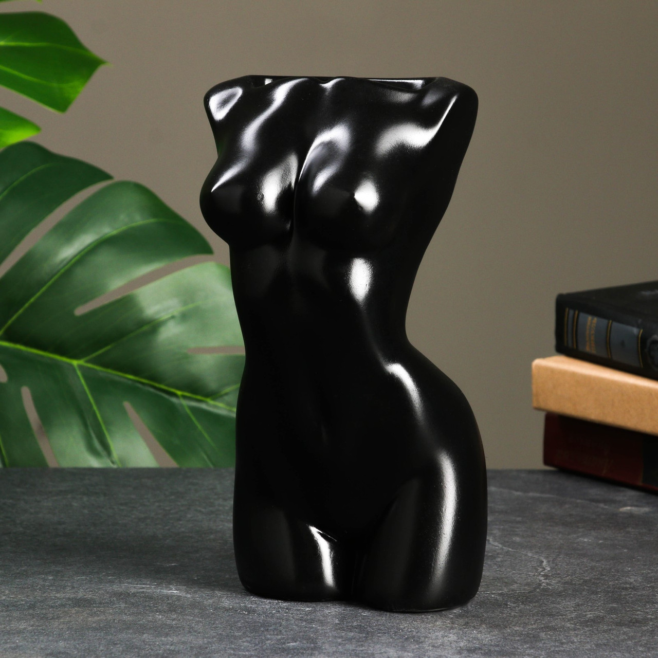 Кашпо - органайзер Торс девушки черный, 25см 9446954