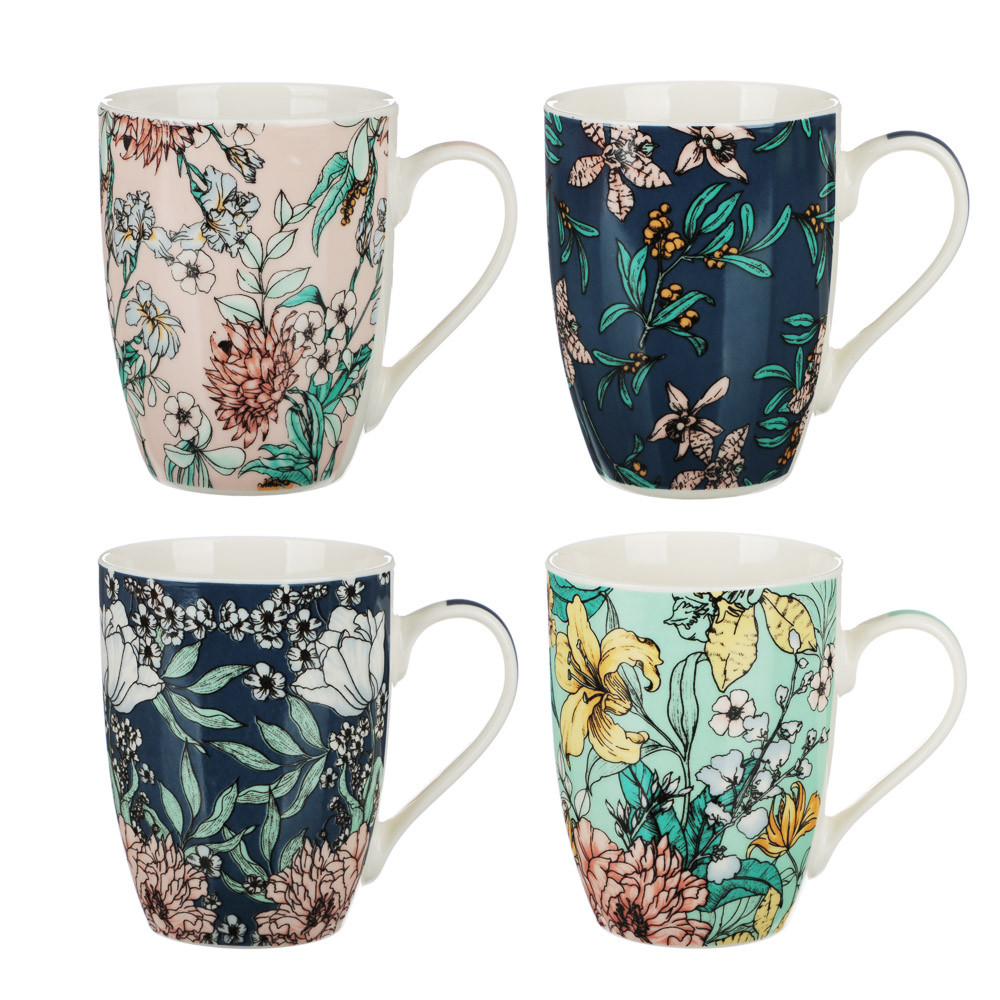 Кружка 350мл, фарфор, "Каприз", 4 дизайна 806-286