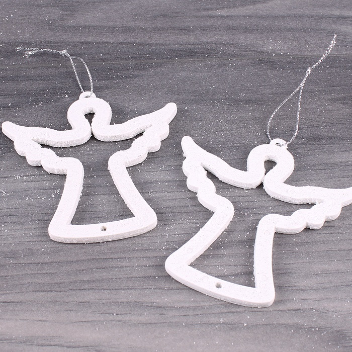 Подвеска новогодняя Ангел 2шт с блестками DV-C-43