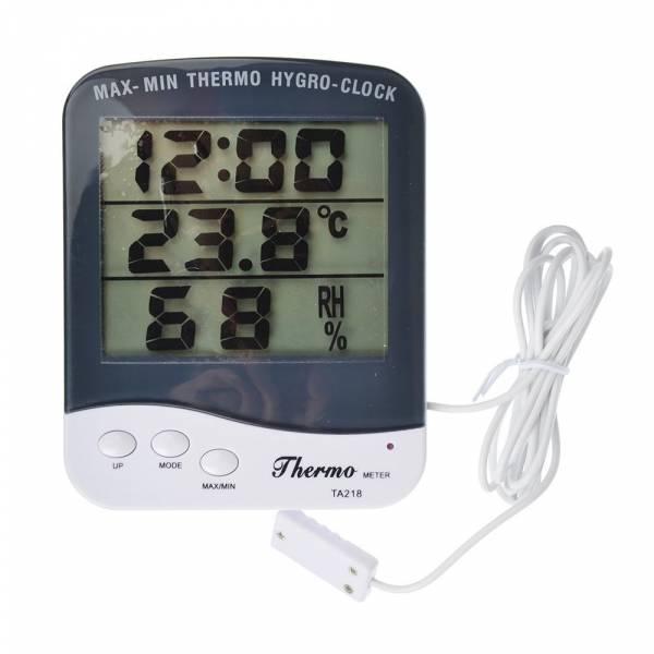 Термометр электронный, выносной датчик, часы, влажность, 12.4x9.8см, пластик, INBLOOM  473-050